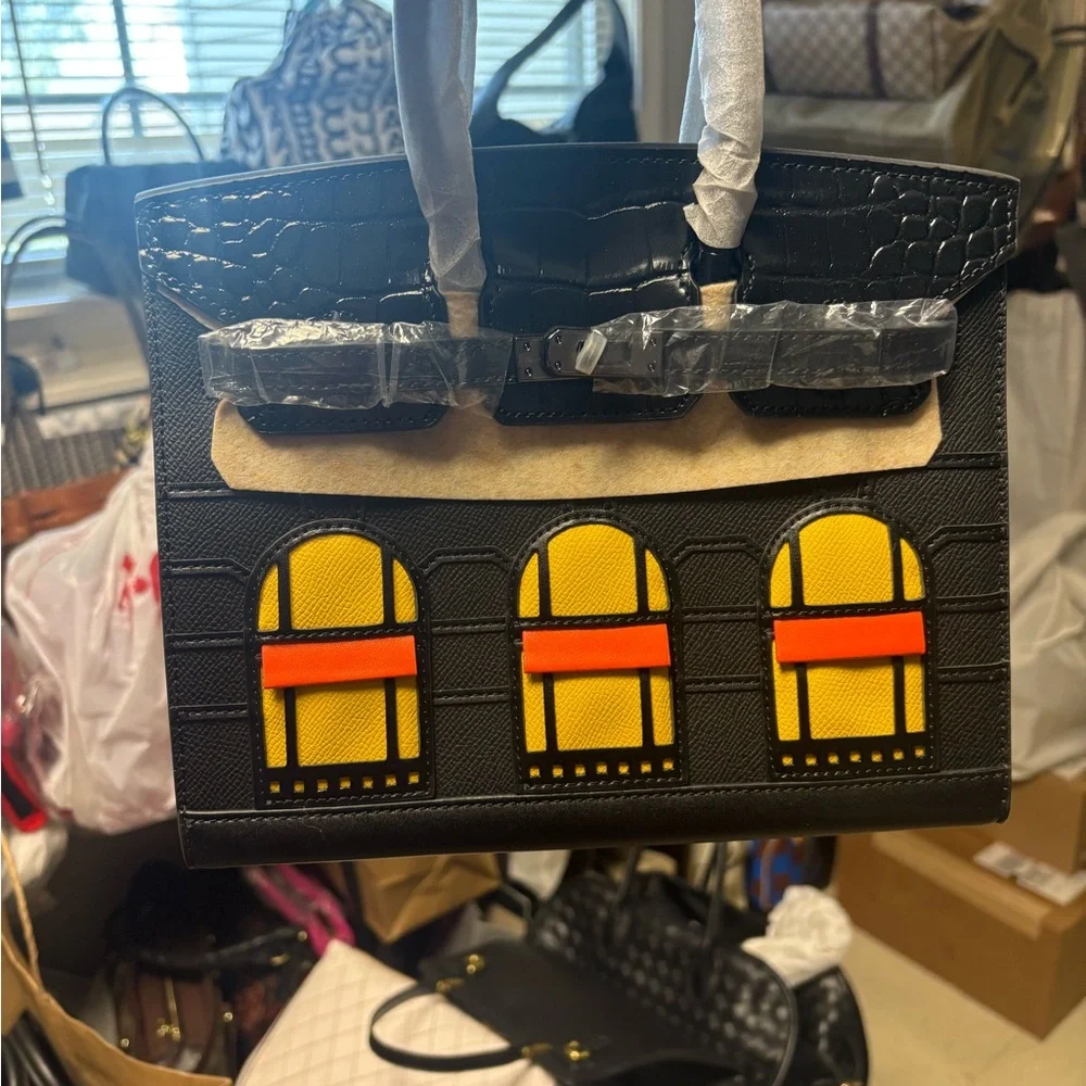 Stylish Black and Yellow Satchel - Picture 1 of 10